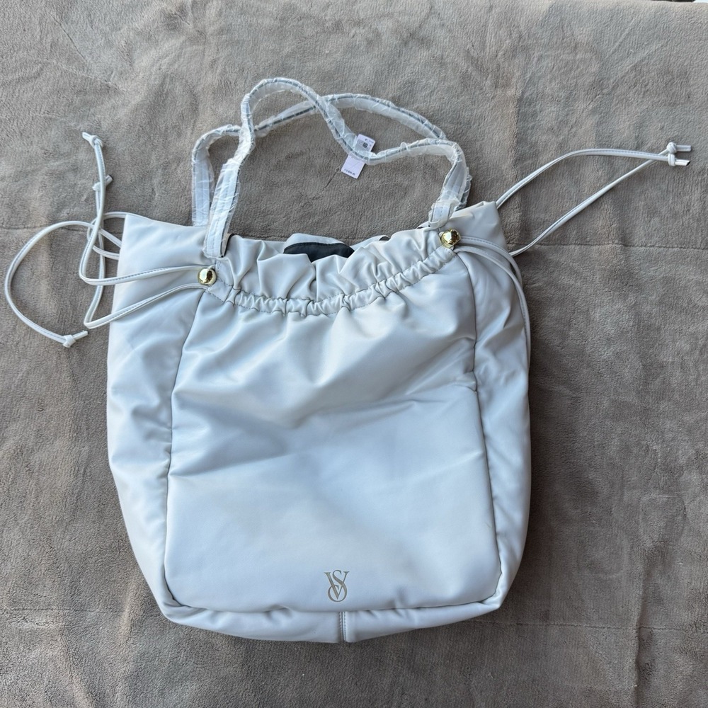 NWT‎ Victoria's Secret Faux Leather Tote Bag Purse, Off-White